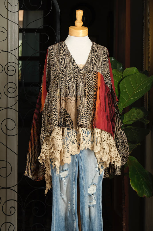 Gold Dust Crop Top in Tribal Sunset