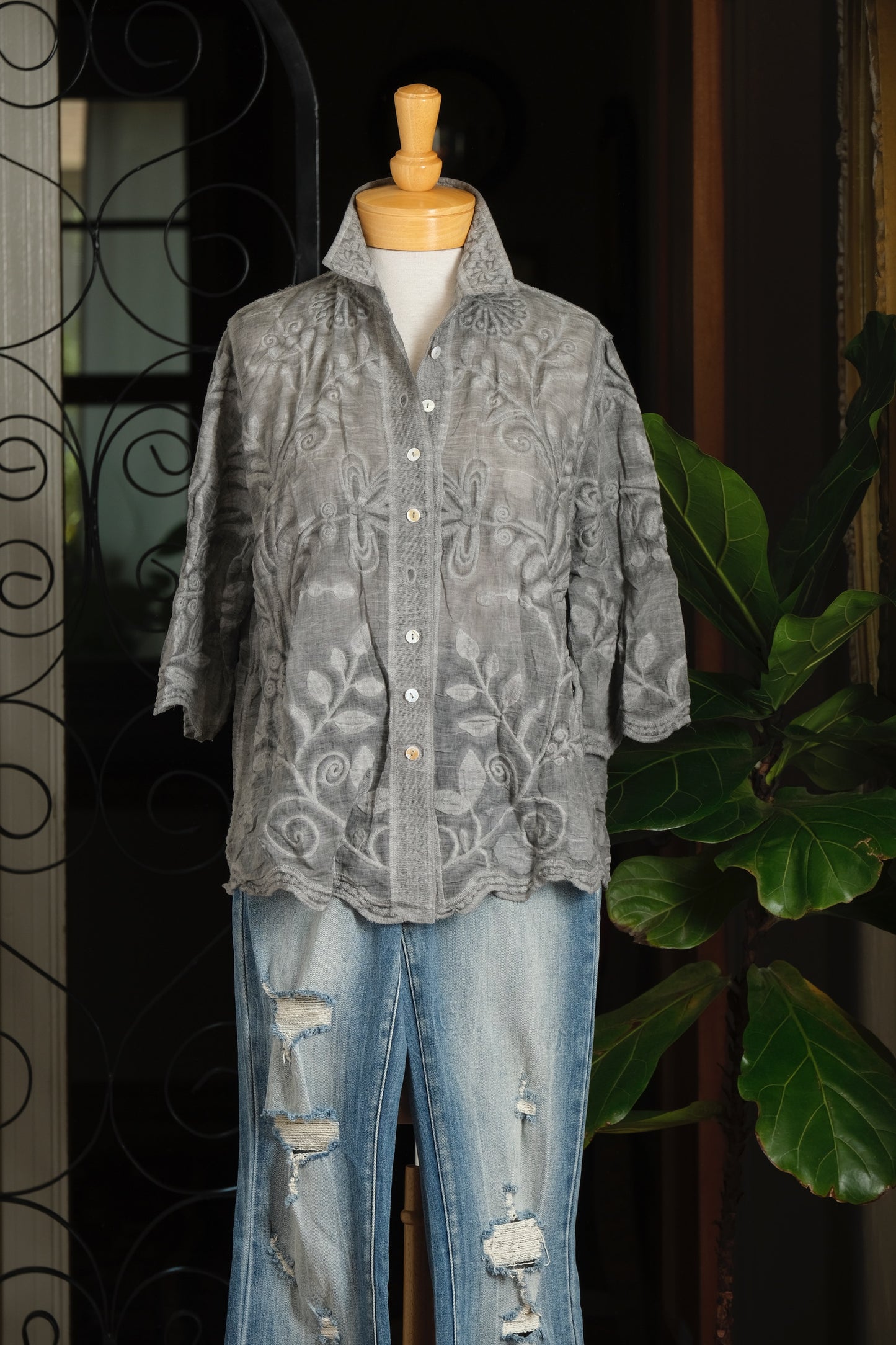 Button Blouse in Moon Shadow