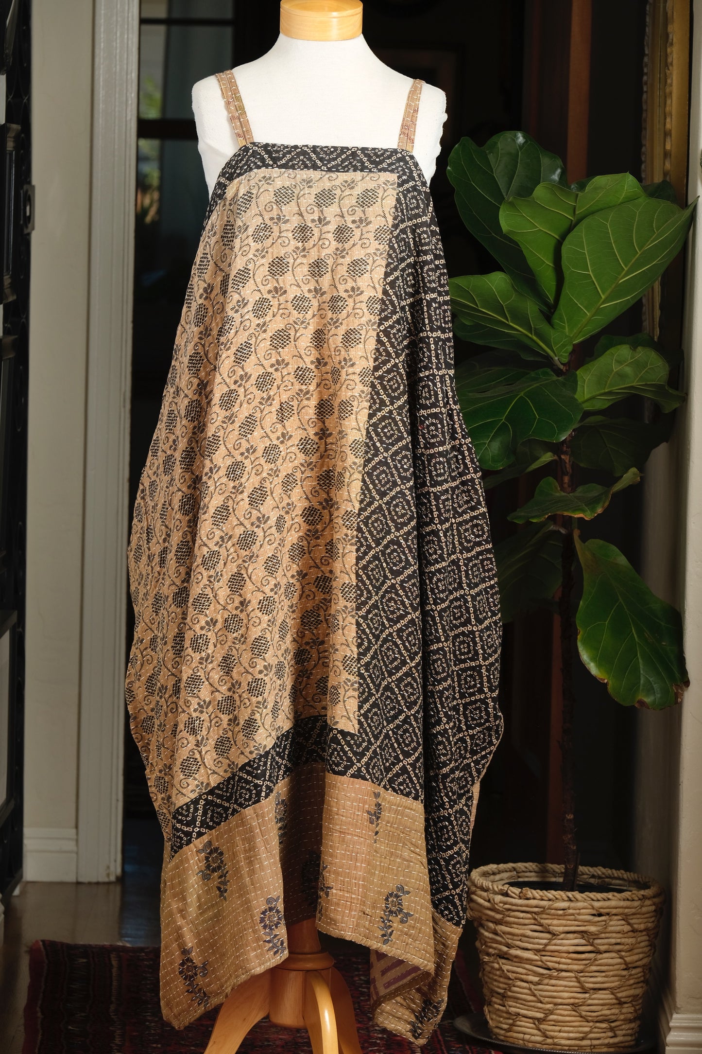 Kantha Maxi Dress in Black Berry