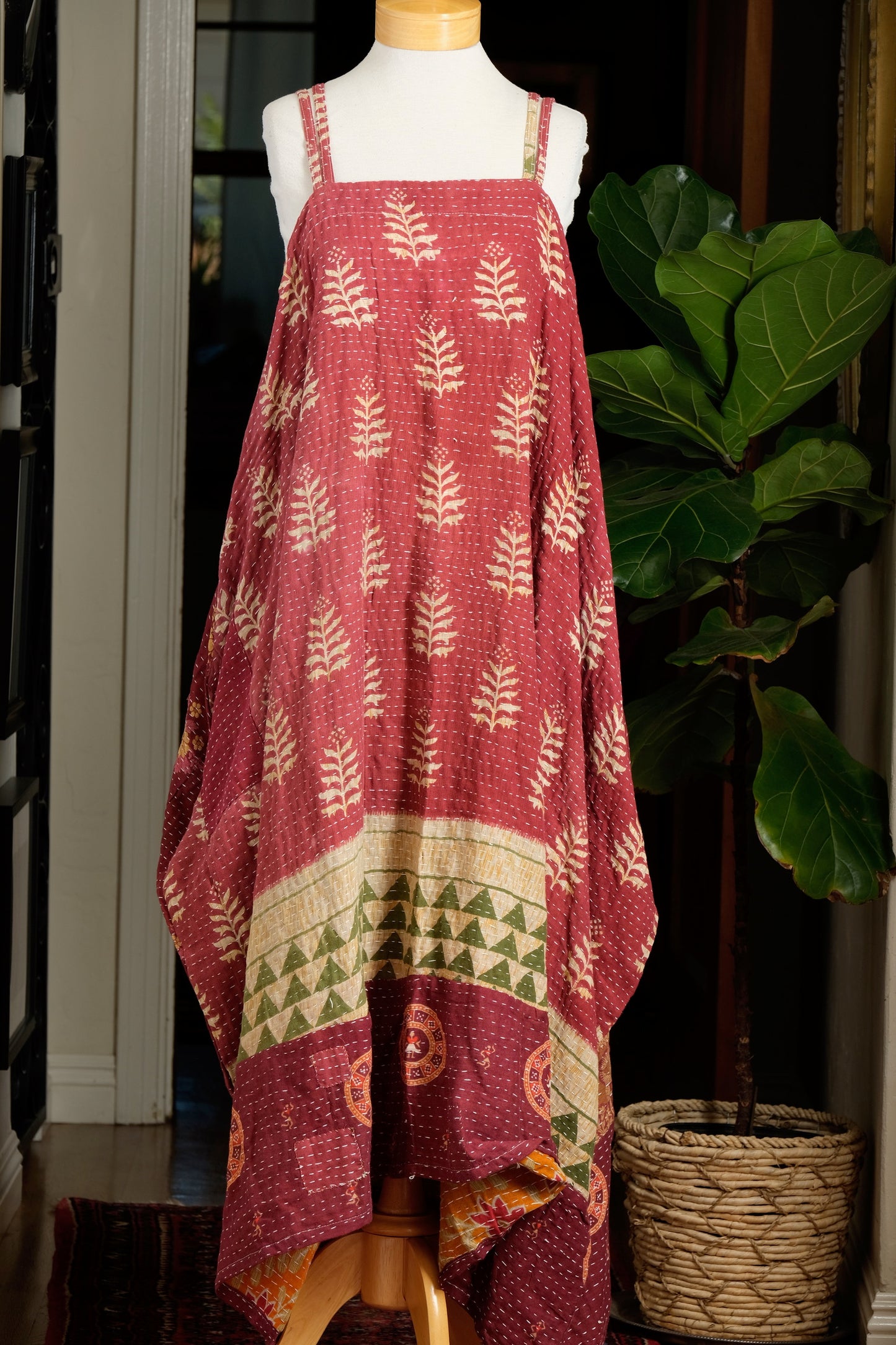Kantha Maxi Dress in Sienna Fern