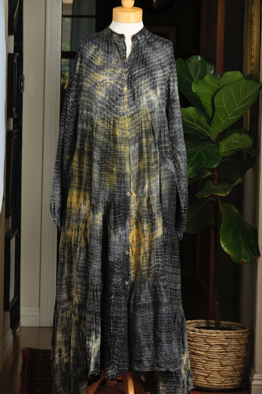 Majestic Duster Dress in Midnight Jade Lotus