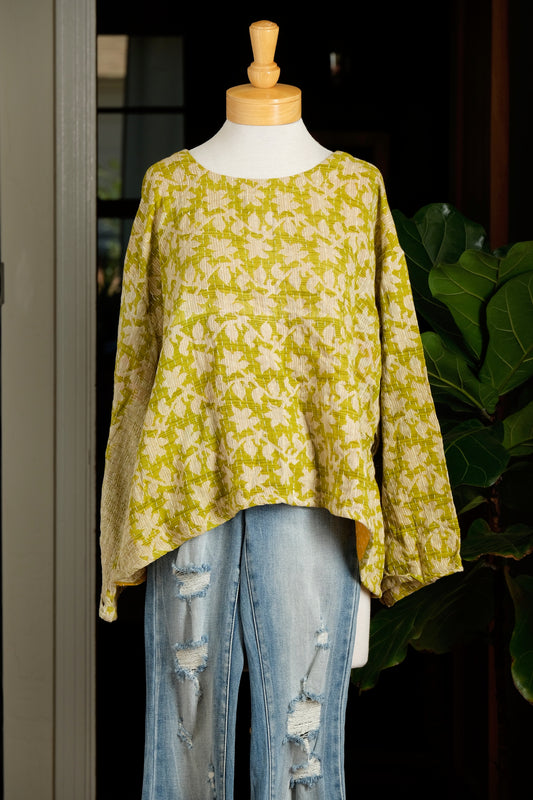 Wander Top in Chartreuse Vine