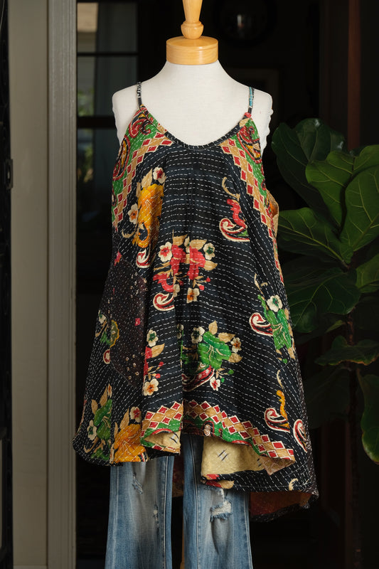 Kantha Swing Dress in Luna Mandala