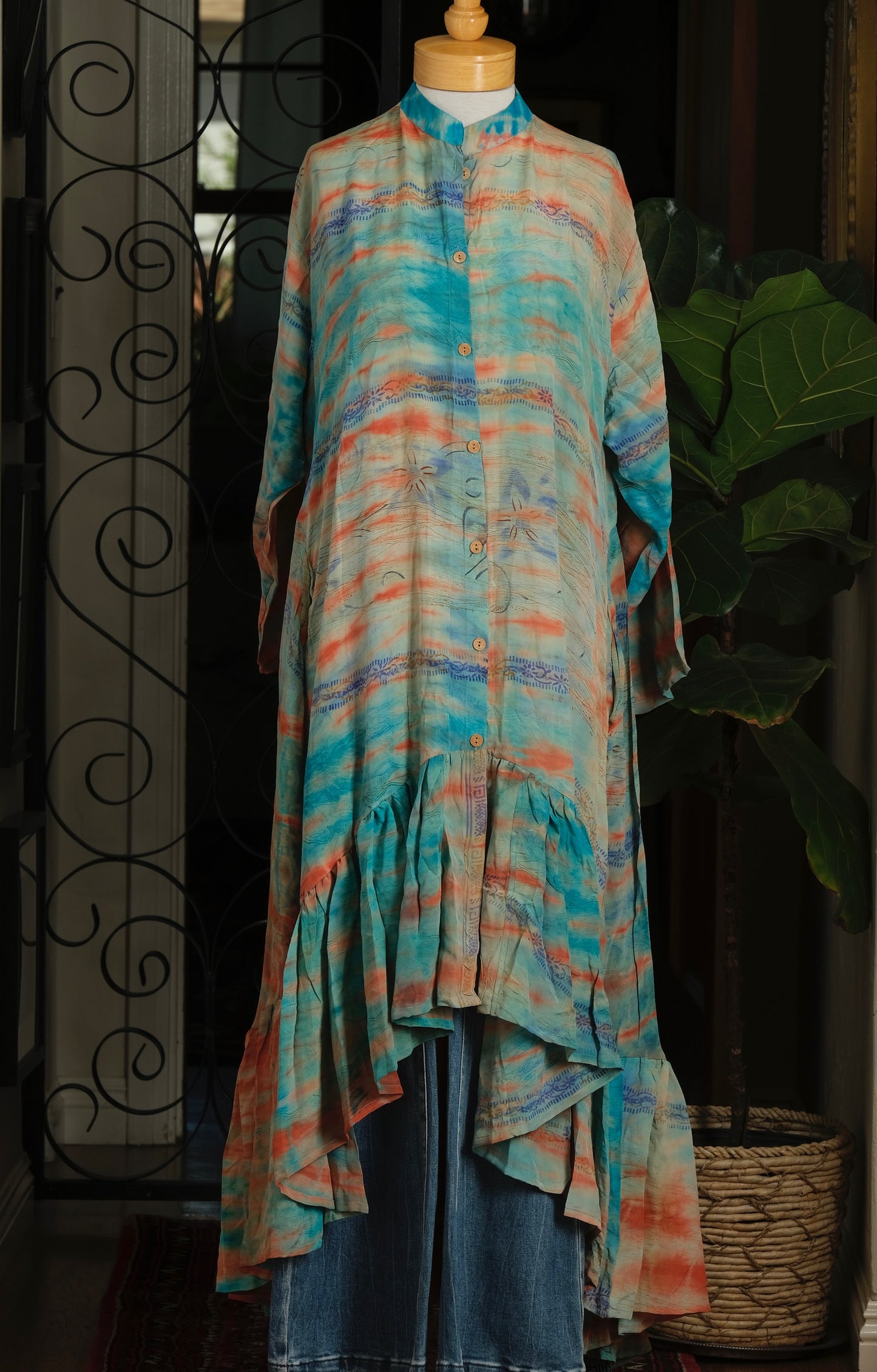 Lotus Duster Dress in Ocean Sunrise