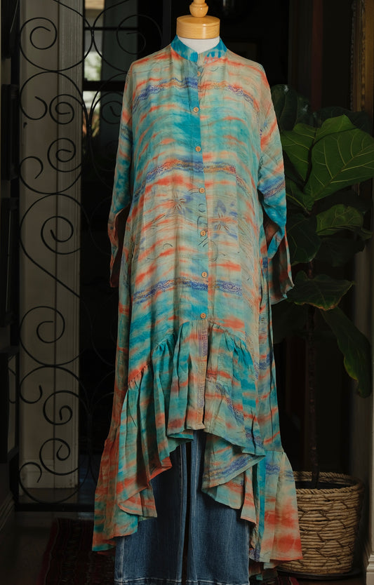 Lotus Duster Dress in Ocean Sunrise