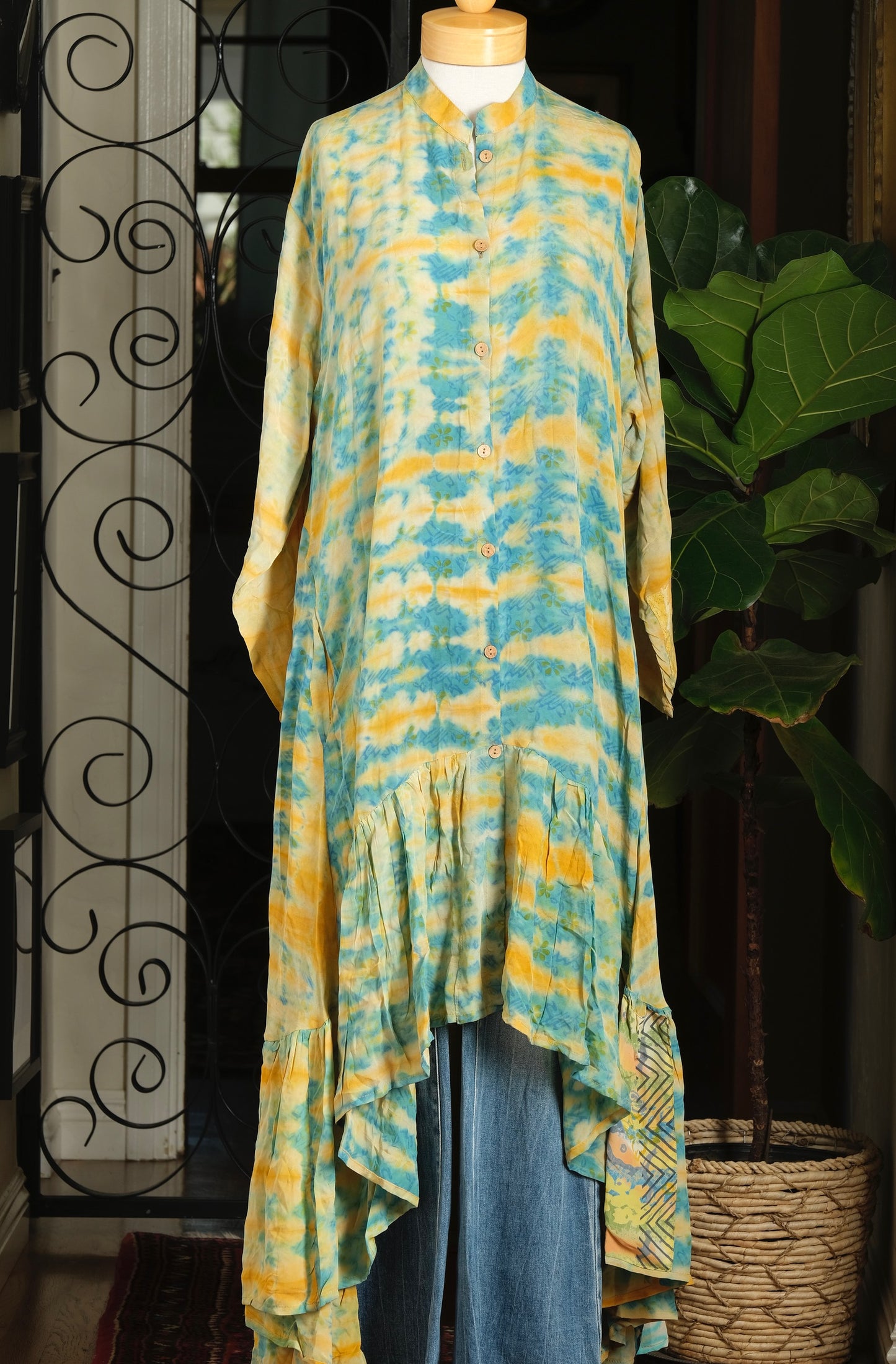 Lotus Duster Dress in Lemon Wave