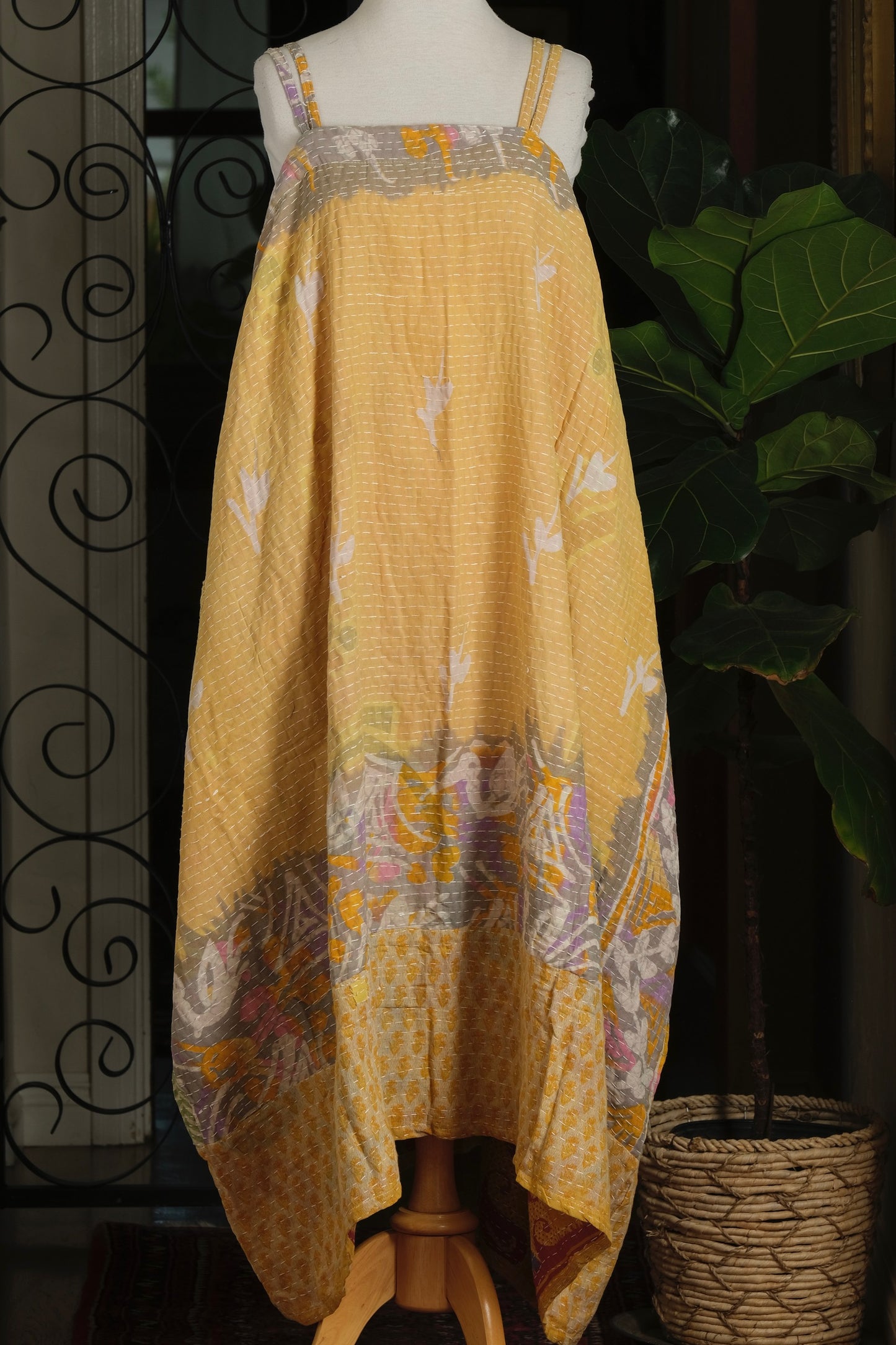 Kantha Maxi Dress in Butter Garden
