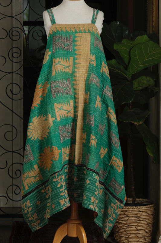 Kantha Maxi Dress in Abstract Heart