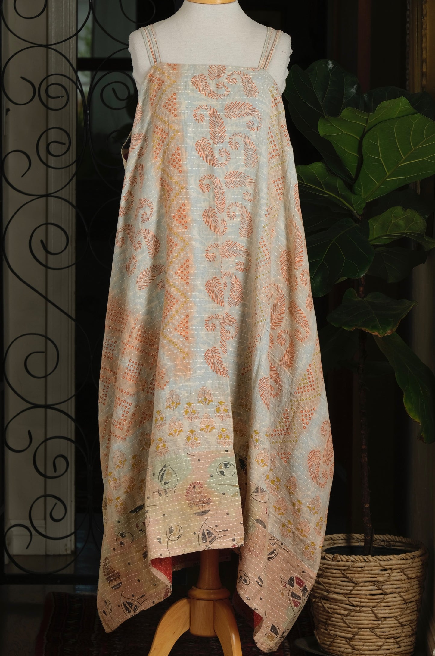 Kantha Maxi Dress in Natural Snap Dragon