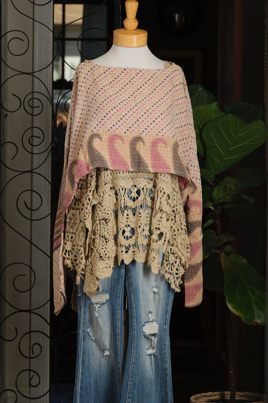 Crop Top in Natural Dot