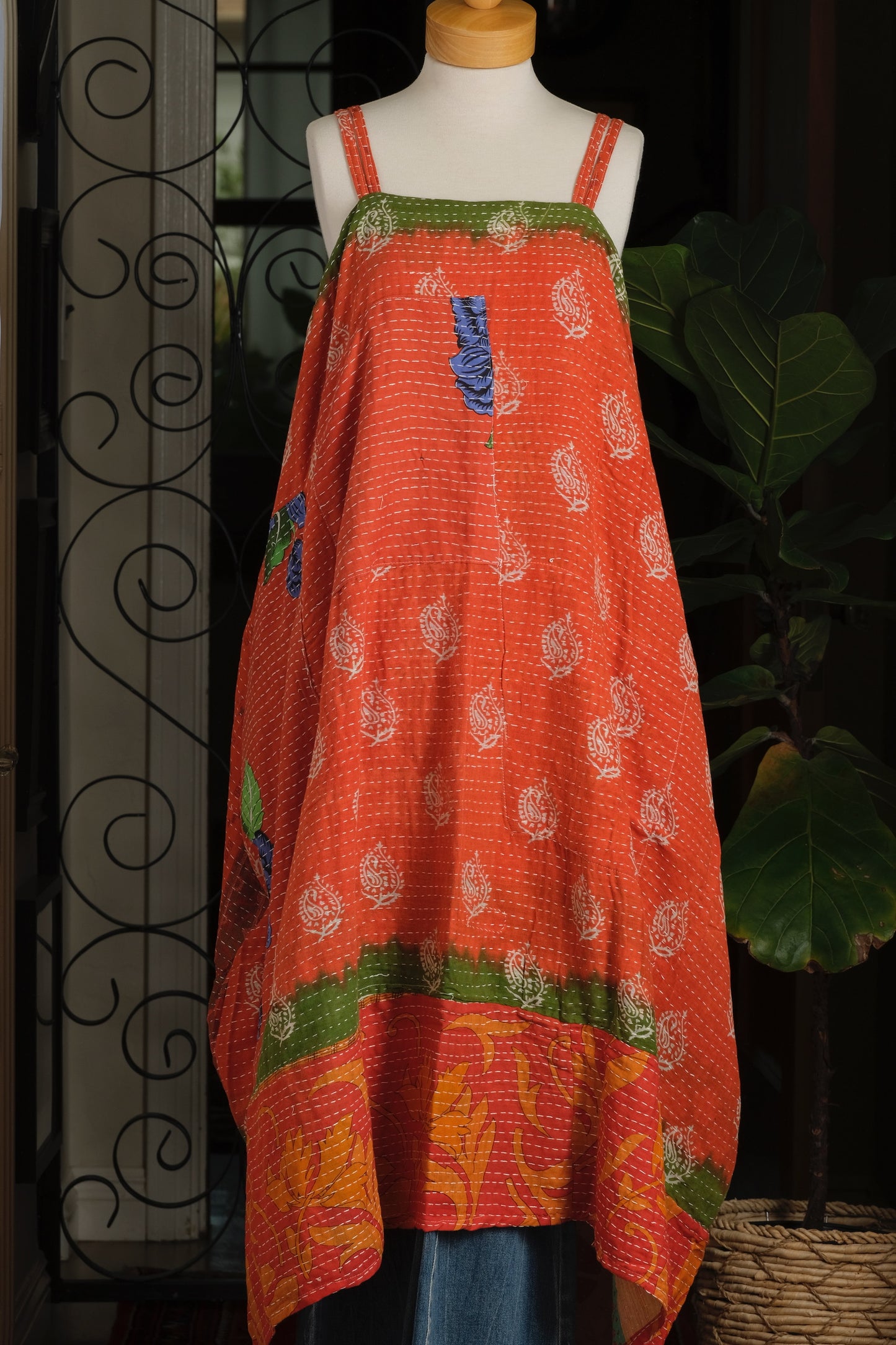 Kantha Maxi Dress in Orange Flame