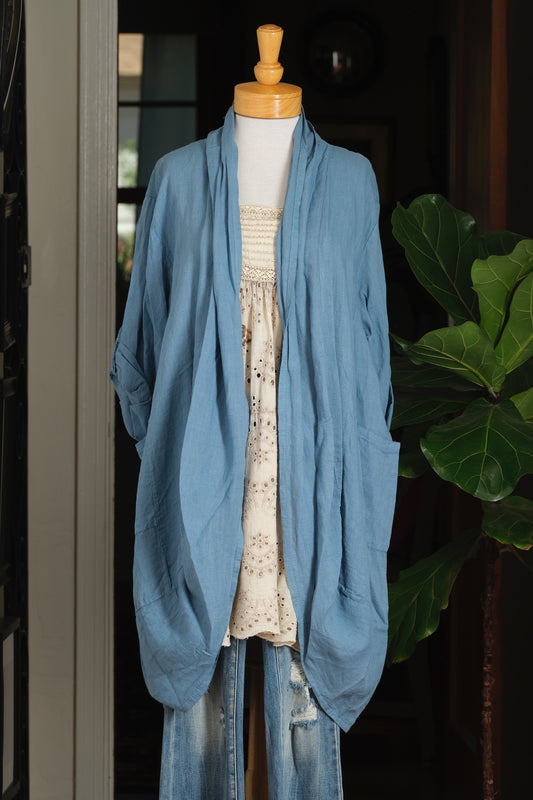 sky

pockets

Linen

Lightweight

duster

camp sleeve