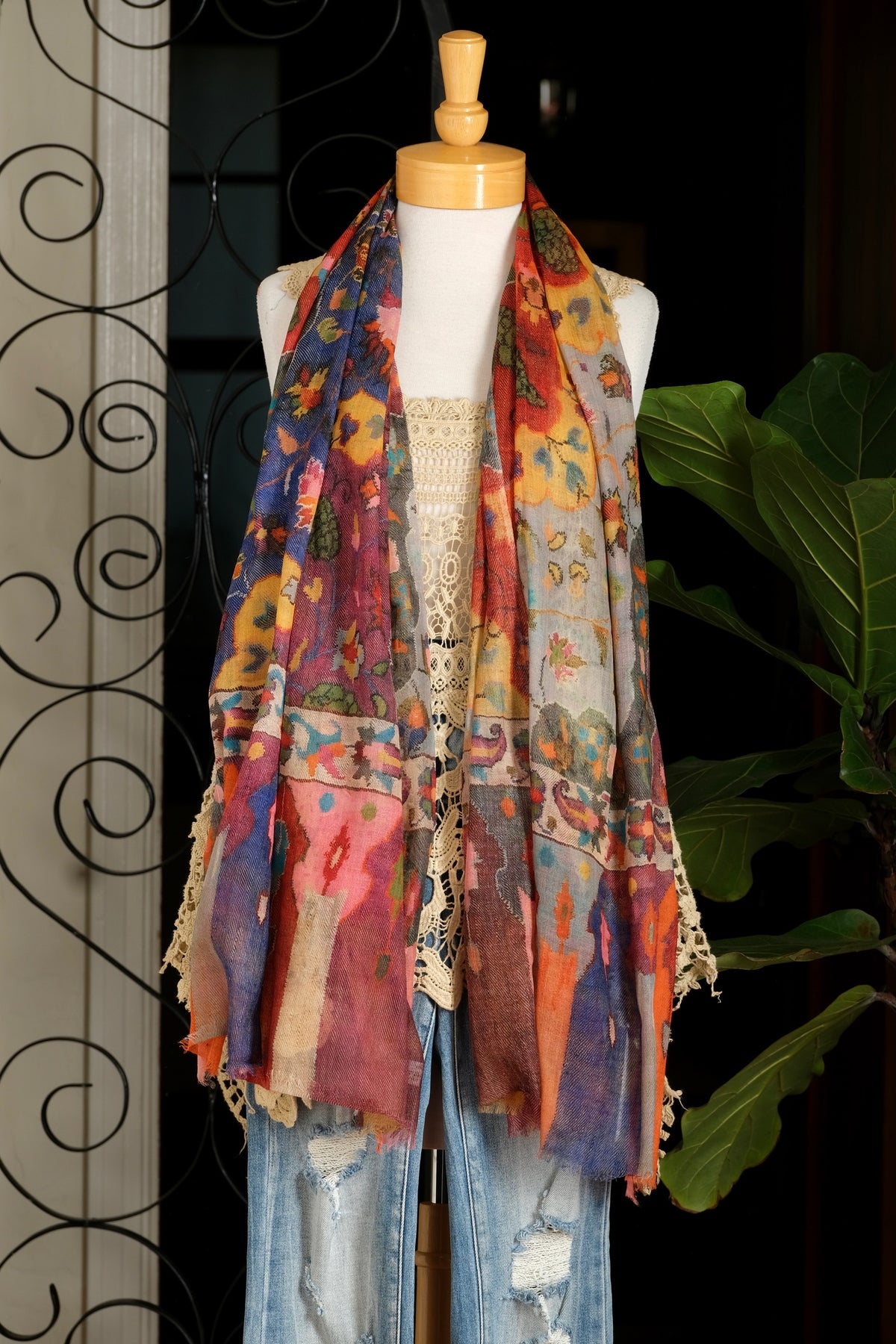 Indigo Garden Scarf – Chateau Bel Age Boutique