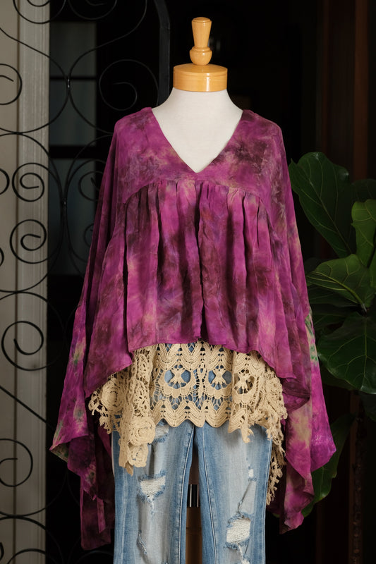 Gold Dust Crop Top in French Fuschia