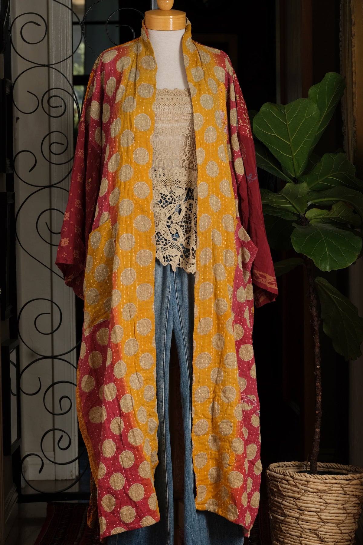 Silk Sleeve Duster in Circus Dot