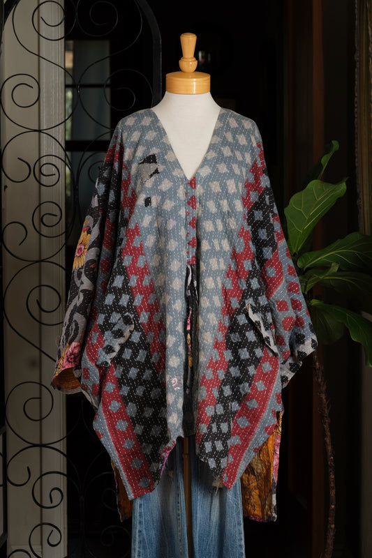 Kantha Tunic in Blue Pirate
