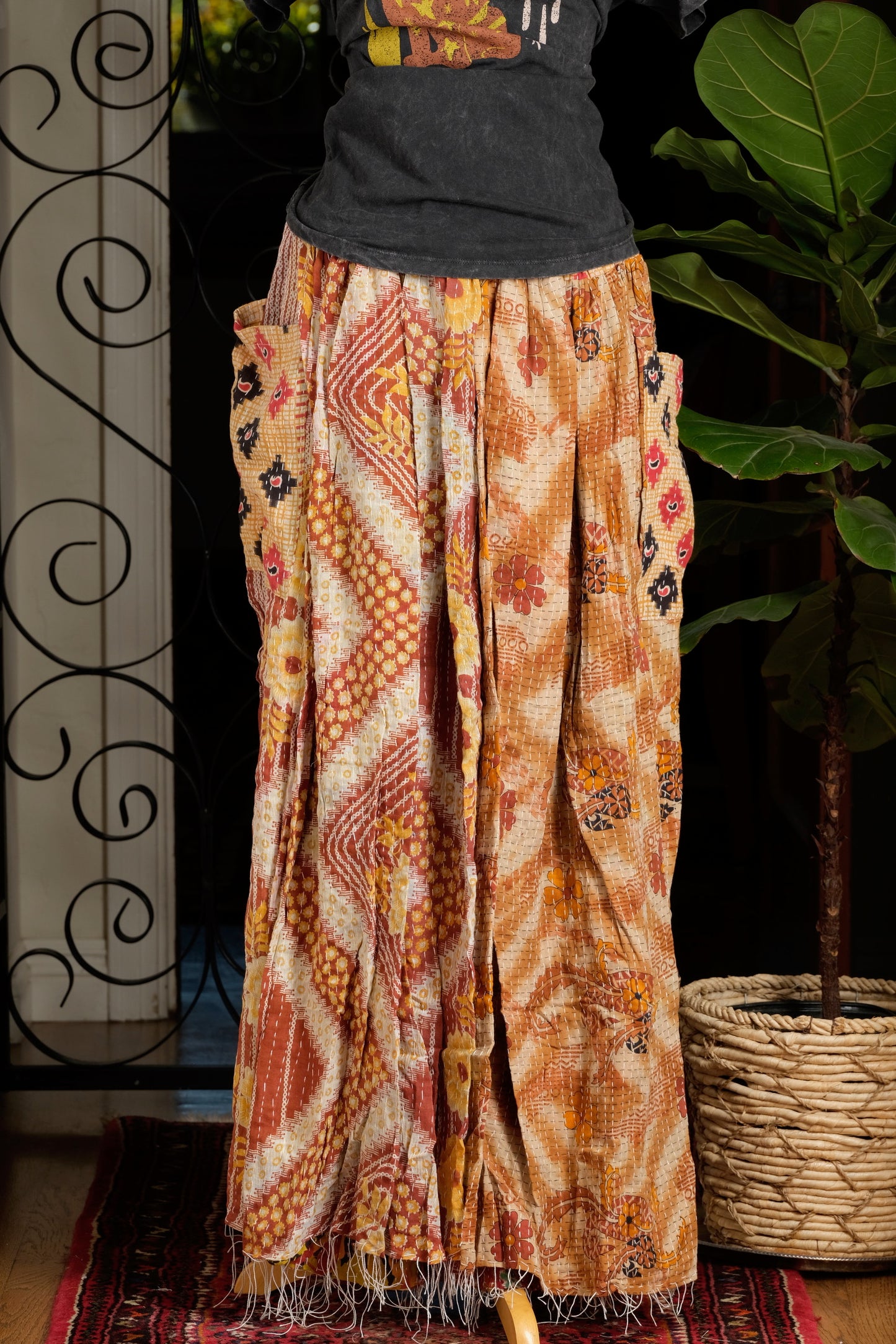 Maxi Skirt in Terracotta and Flowers
