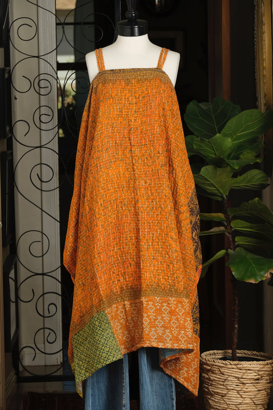 Kantha Maxi Dress in Coco Orange