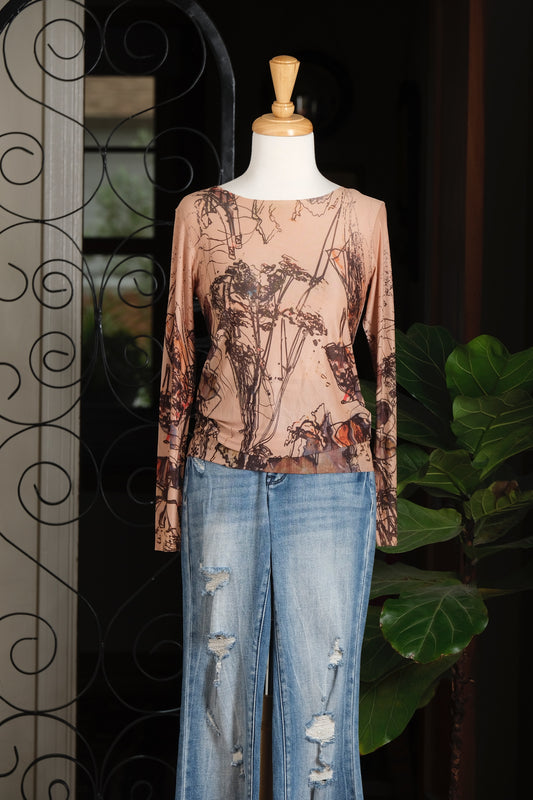 Nude Mesh T in Natural Tree
