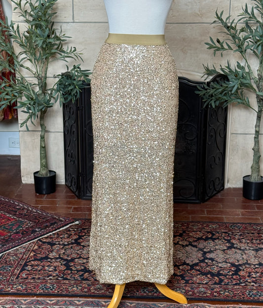 Viva Sequin Skirt in Gold