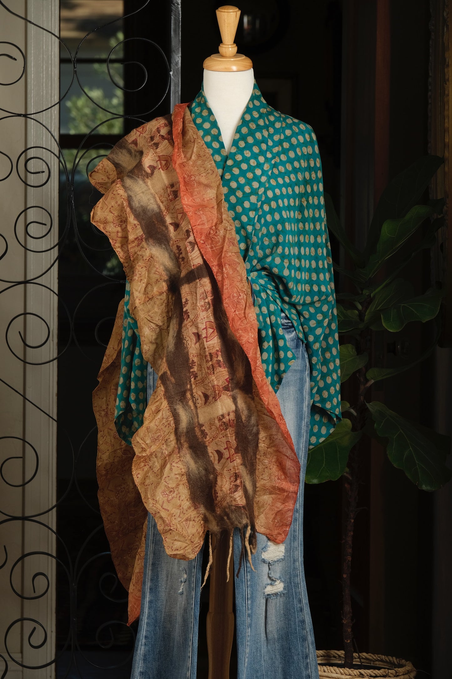 Lotus Scarf in Terracotta Ombre