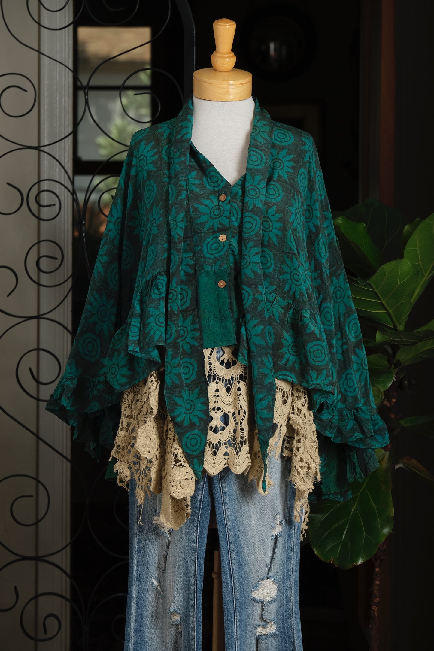 Ruffled Gypsy Top in Ocean Flower