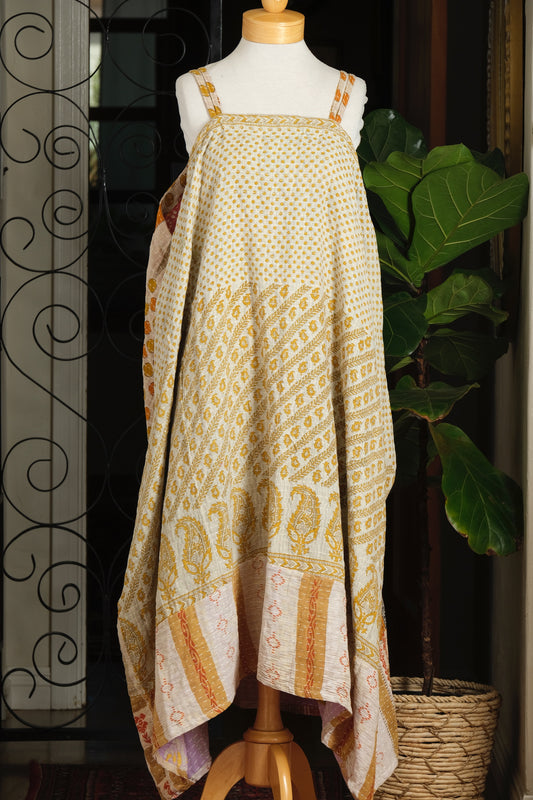 Kantha Maxi Dress in Golden Dot