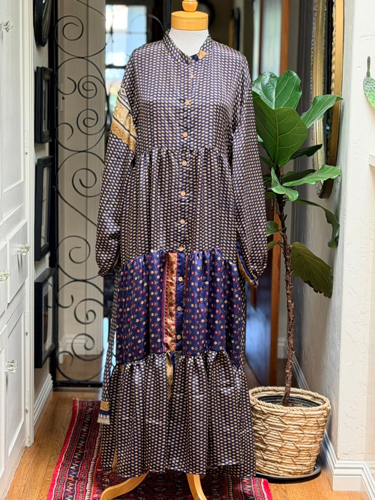 Silk Majestic Duster Dress in Midnight Menswear