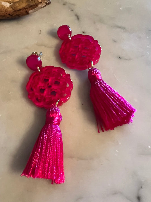 Cherry Blossom Earrings in Hot Pink