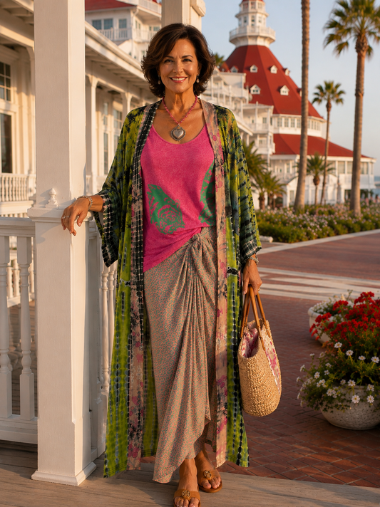Pink Green Abstract Pop Sarong
