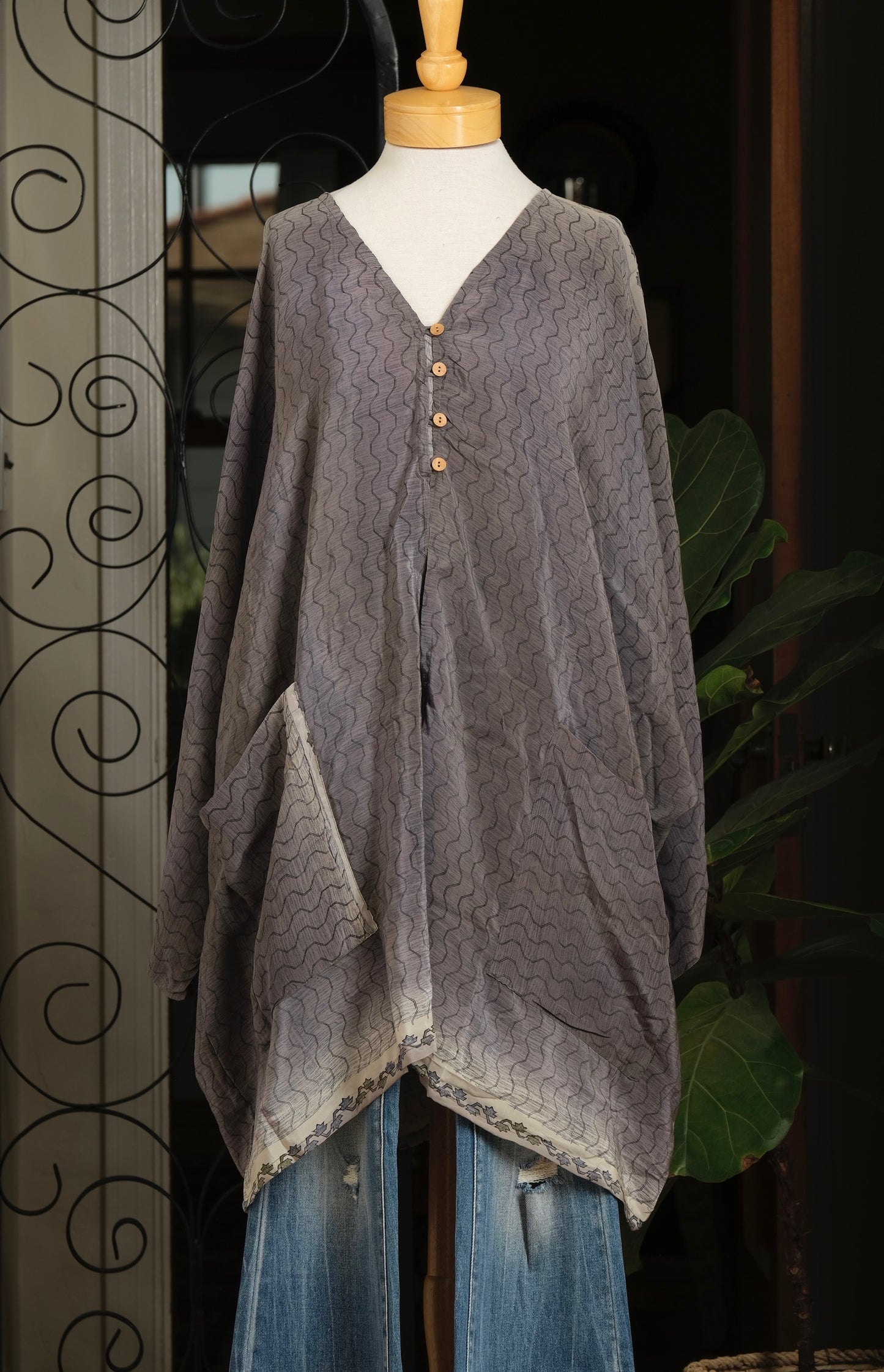 Split Tunic in Taupe Ombré