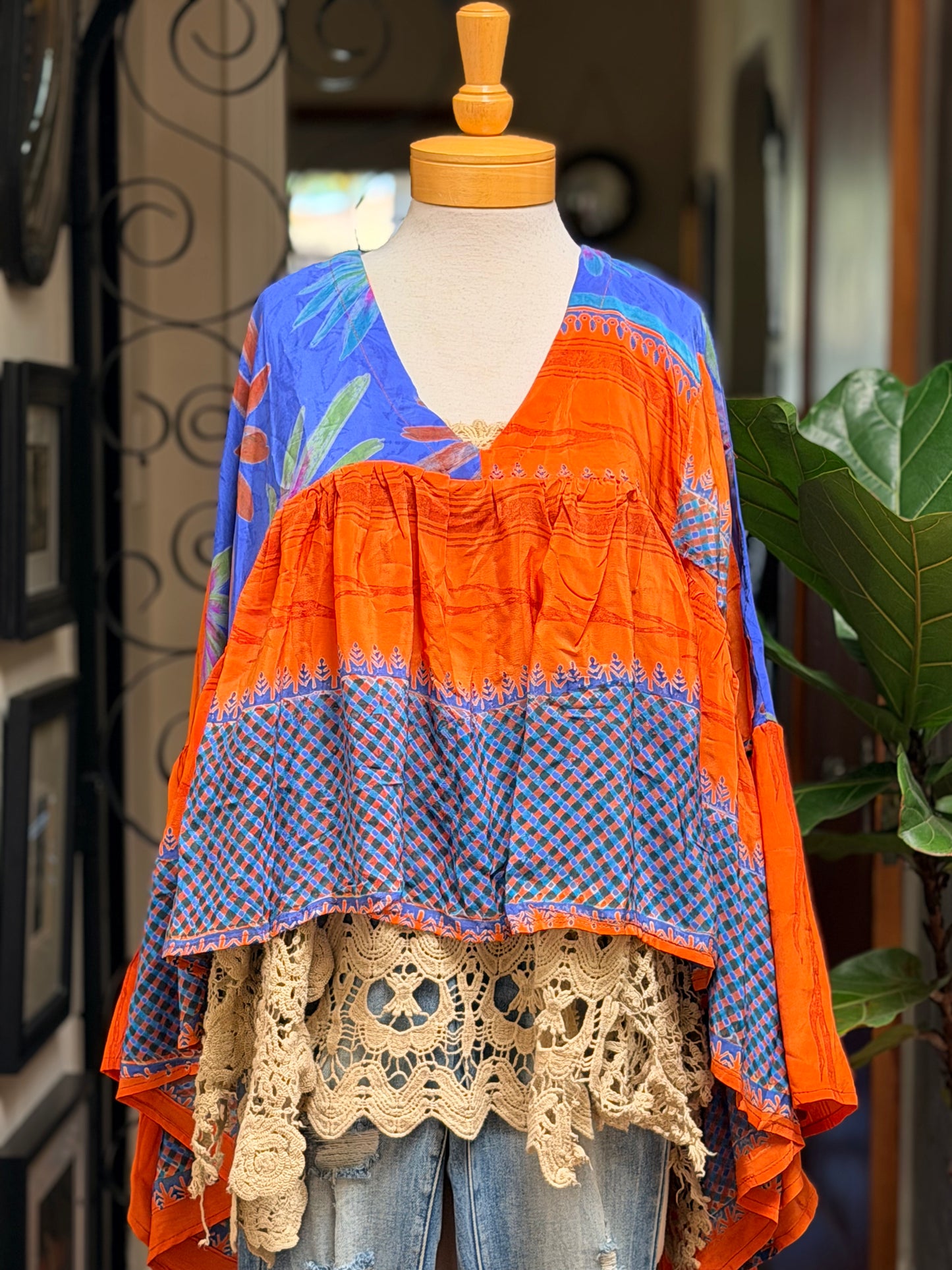 Gold Dust Crop Top in Bohemian Sunset Long Sleeve
