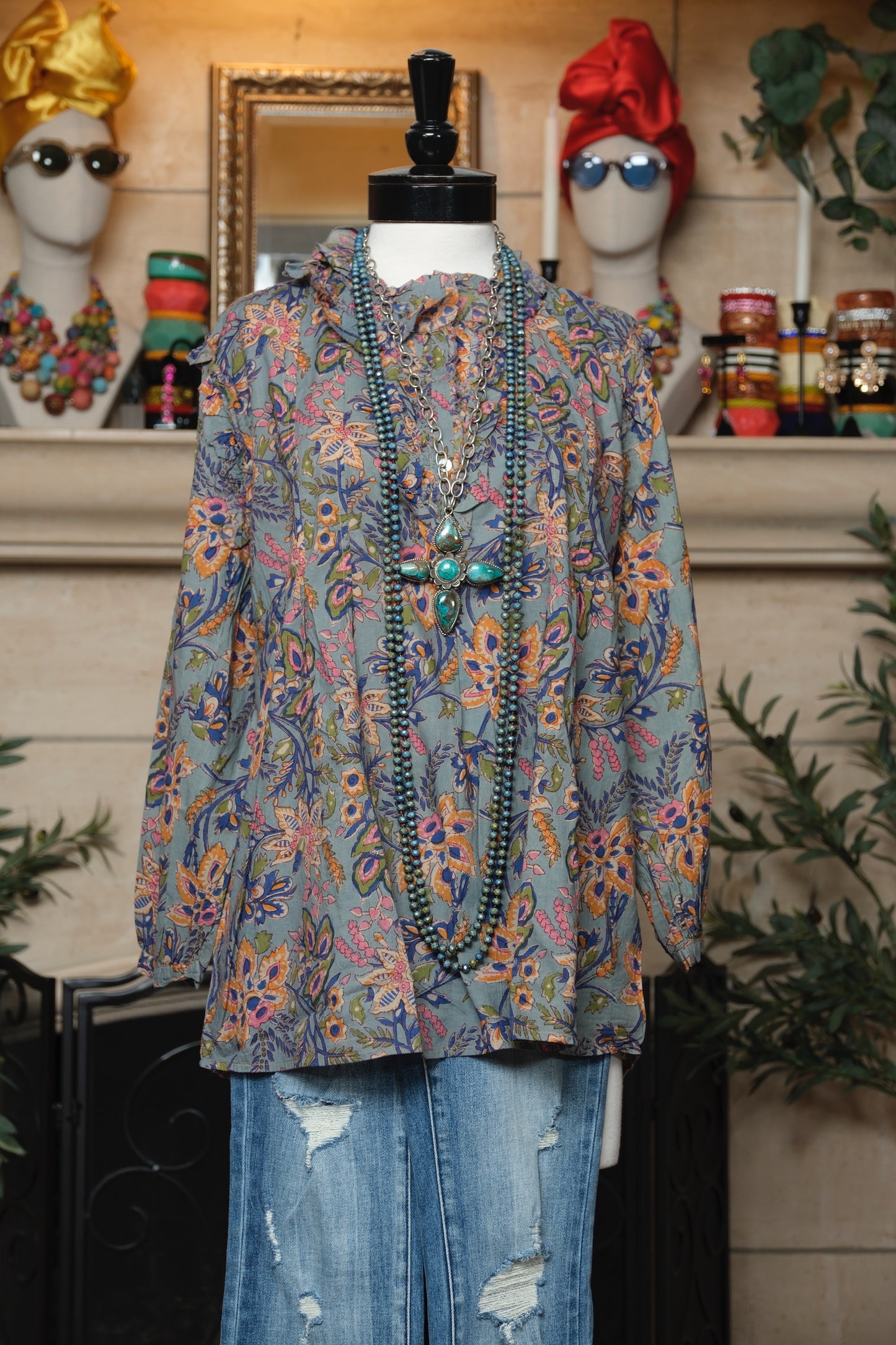 Sweet Blouse in Blue Garden