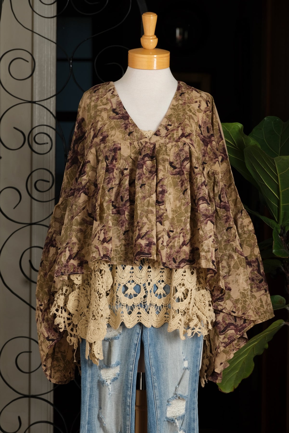 Gold Dust Crop Top in Cargo Plum Long Sleeve