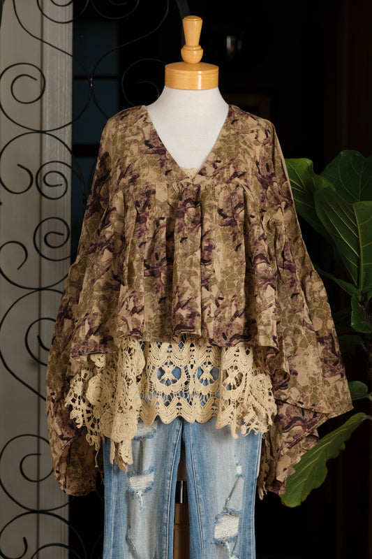 Gold Dust Crop Top in Cargo Plum Long Sleeve