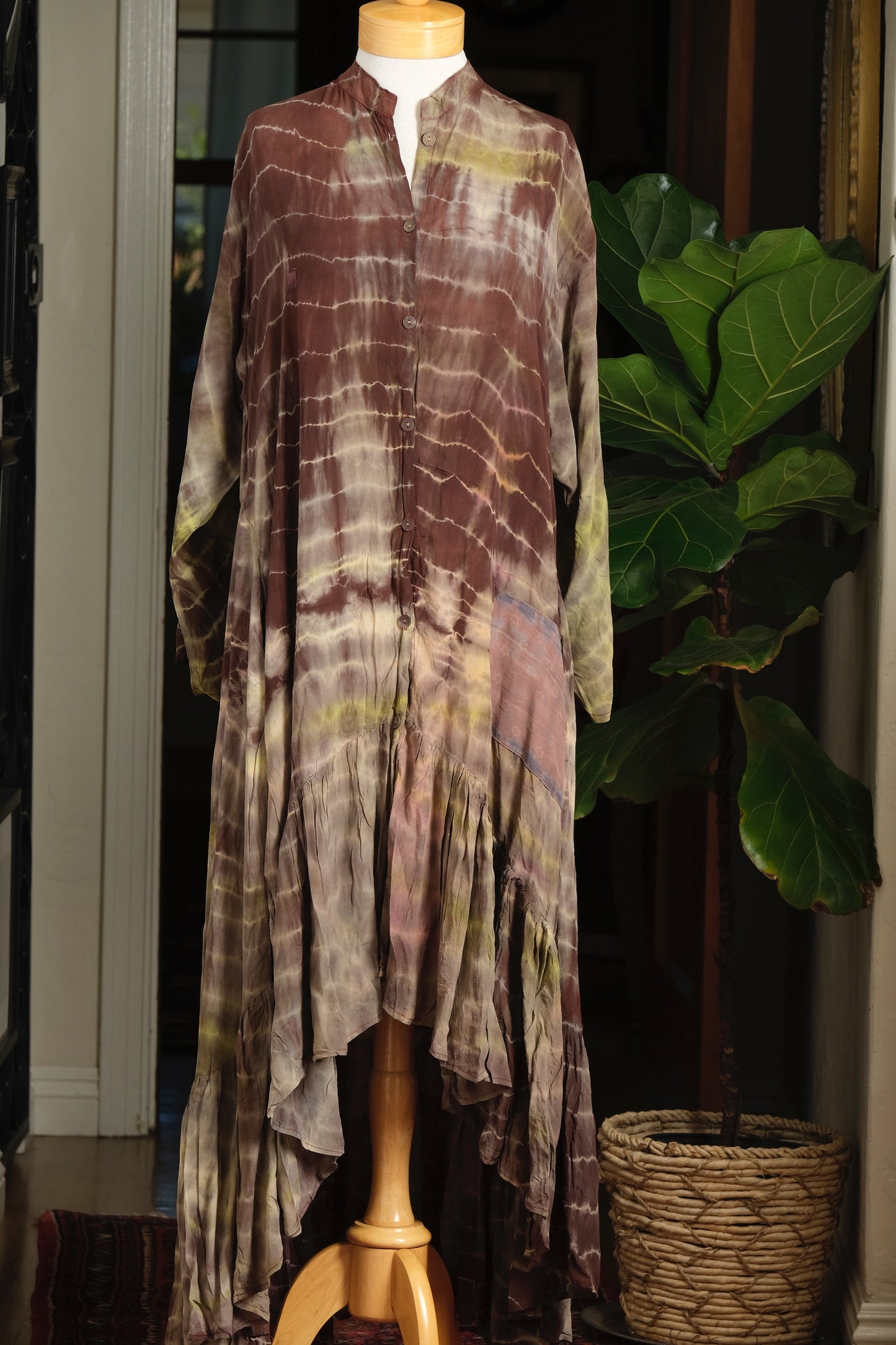 Lotus Duster Dress in Moody Pink Tie Dye