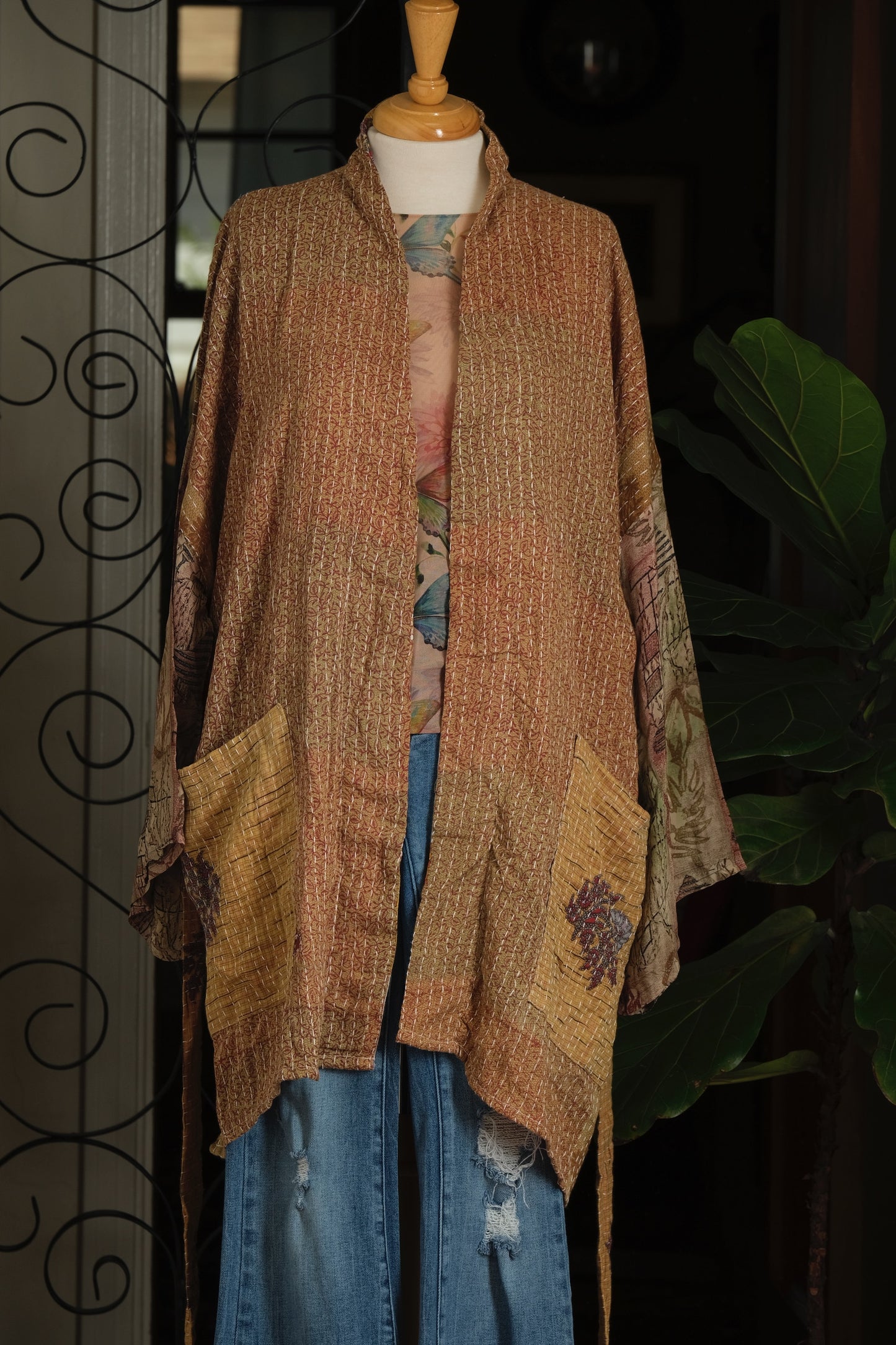 Silk Sleeve Kantha Jacket in Sacred Soul
