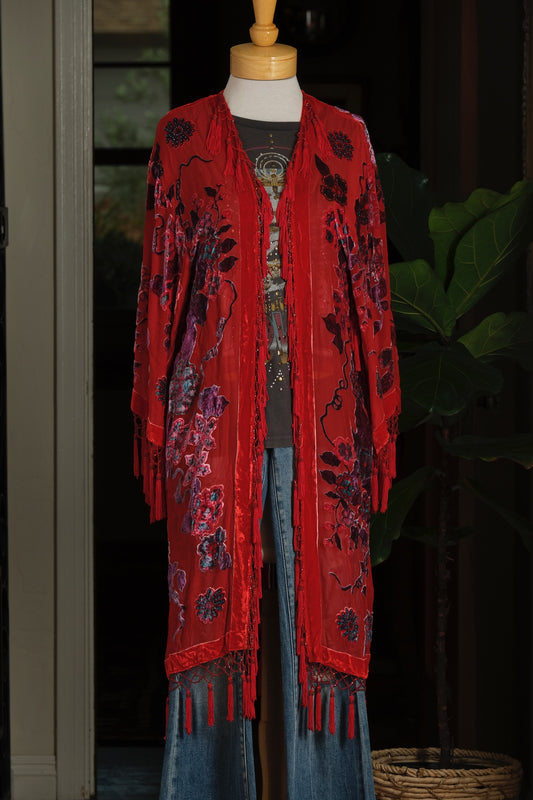 Burnout Velvet Duster in Lunar New Year