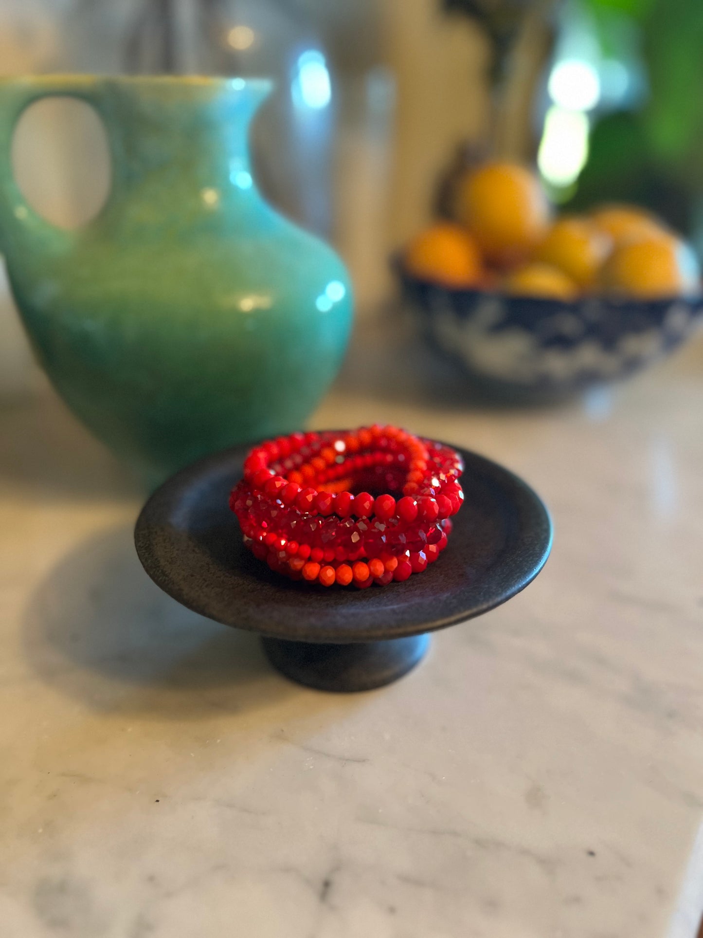 Stretchy Bracelet Set in Bright Red