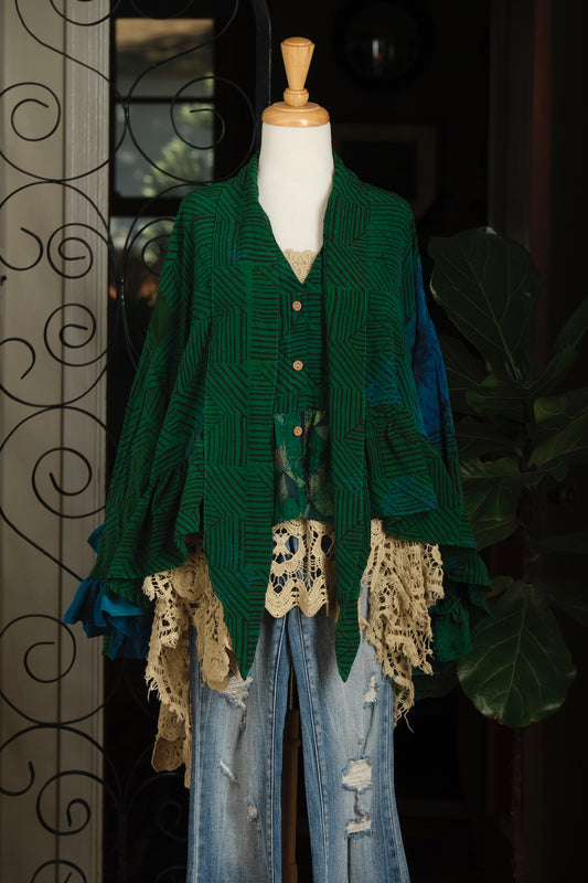 Ruffled Gypsy Top in True North