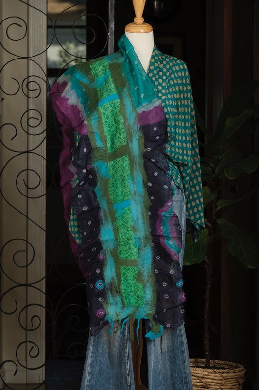 Lotus Scarf in Turquoise Plum