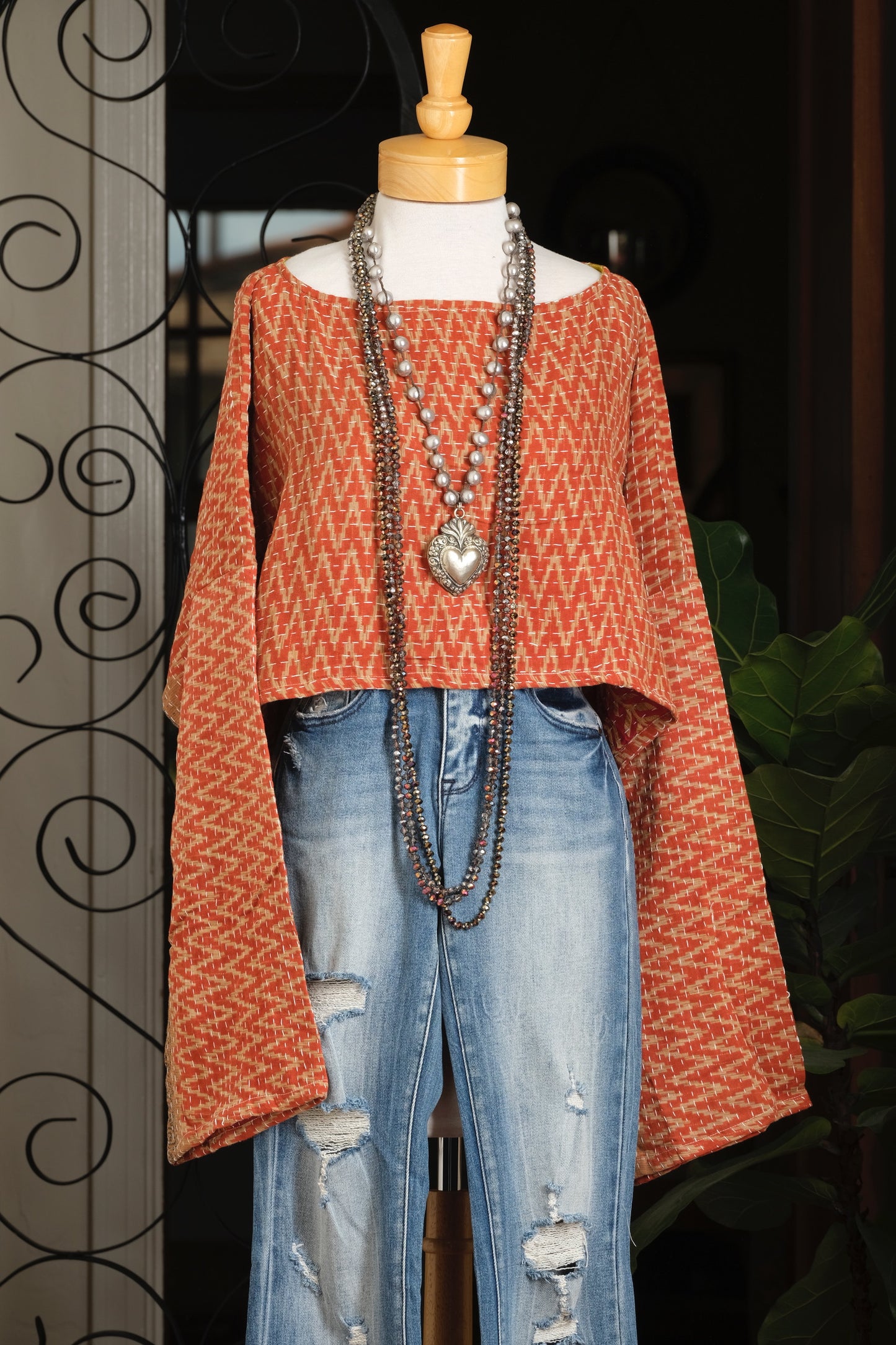 Crop Top in Zigzag Rust