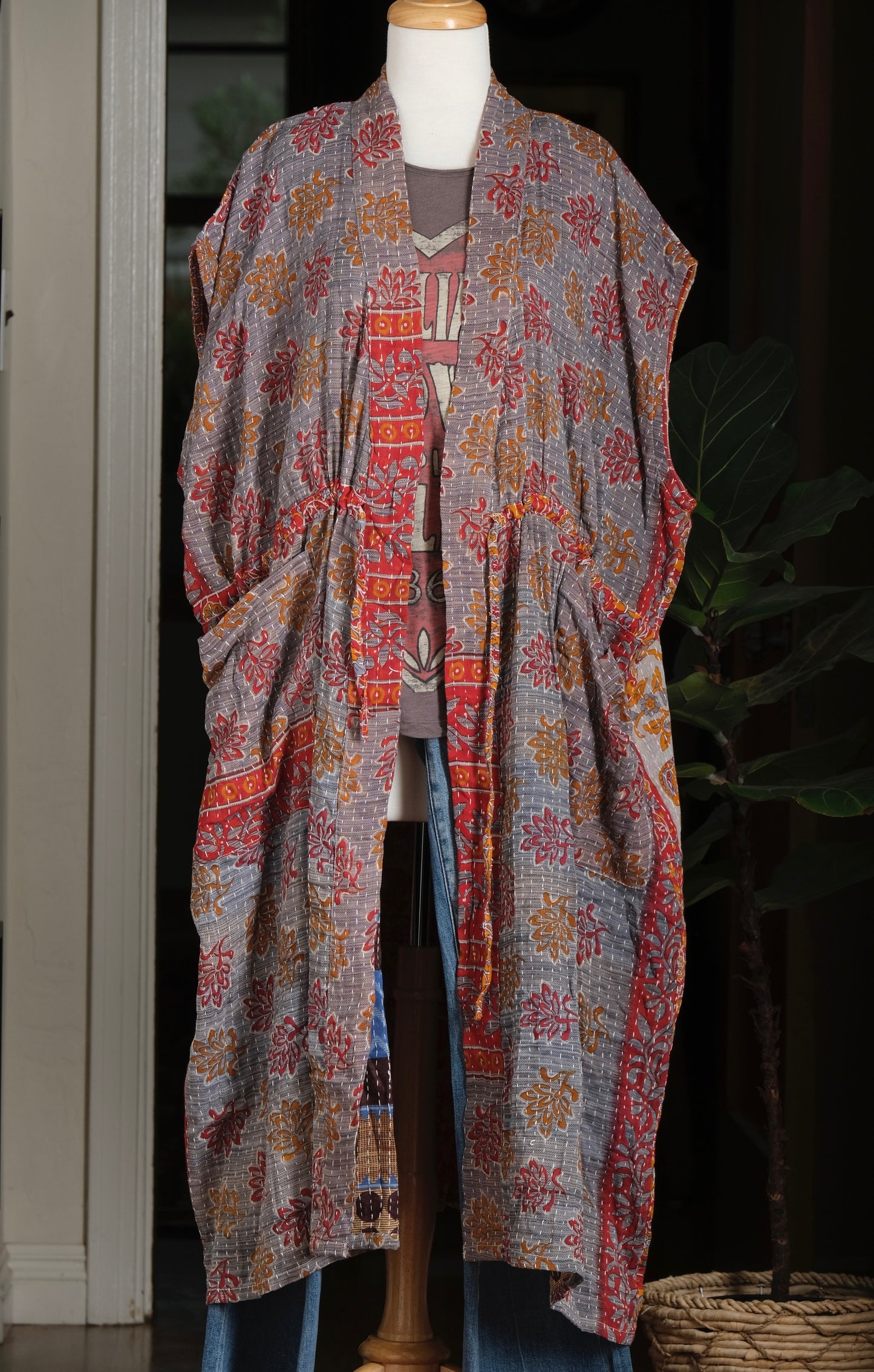 Drawstring Vest in Elephant Garden