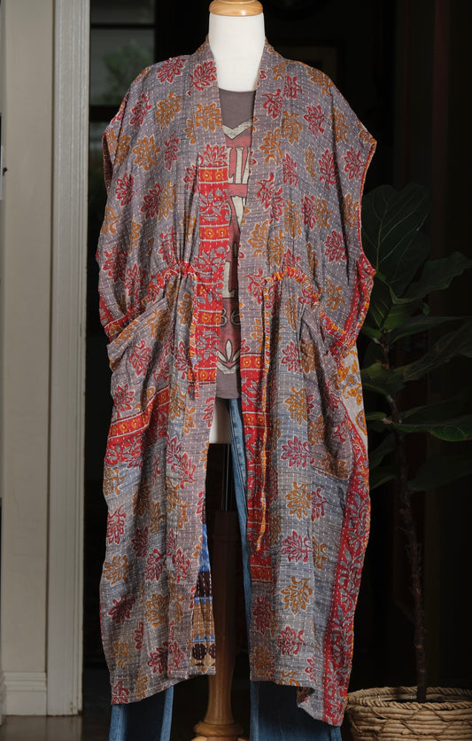 Drawstring Vest in Elephant Garden