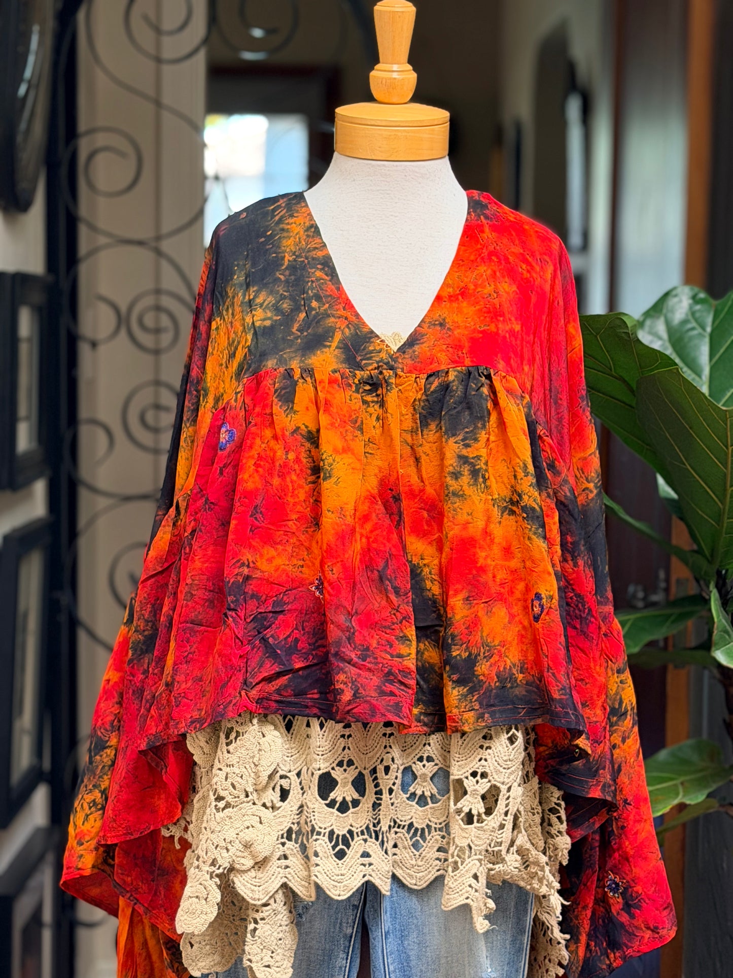 Gold Dust Crop Top in Oaxaca Magic Long Sleeve