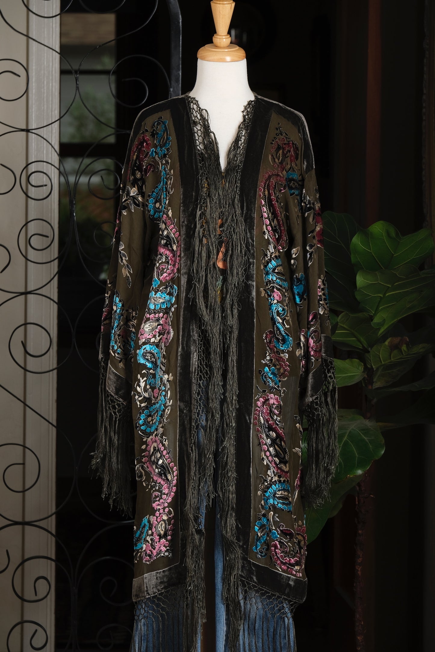 Burnout Velvet in Blue Flower