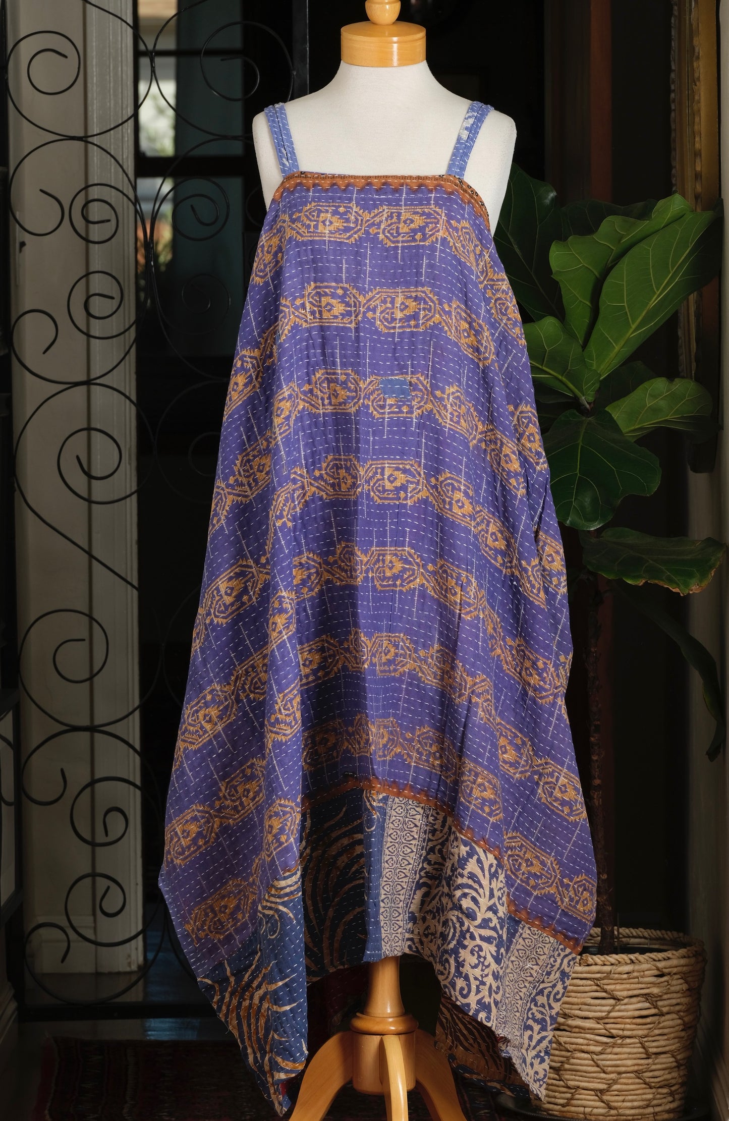 Kantha Maxi Dress in Periwinkle Lotus