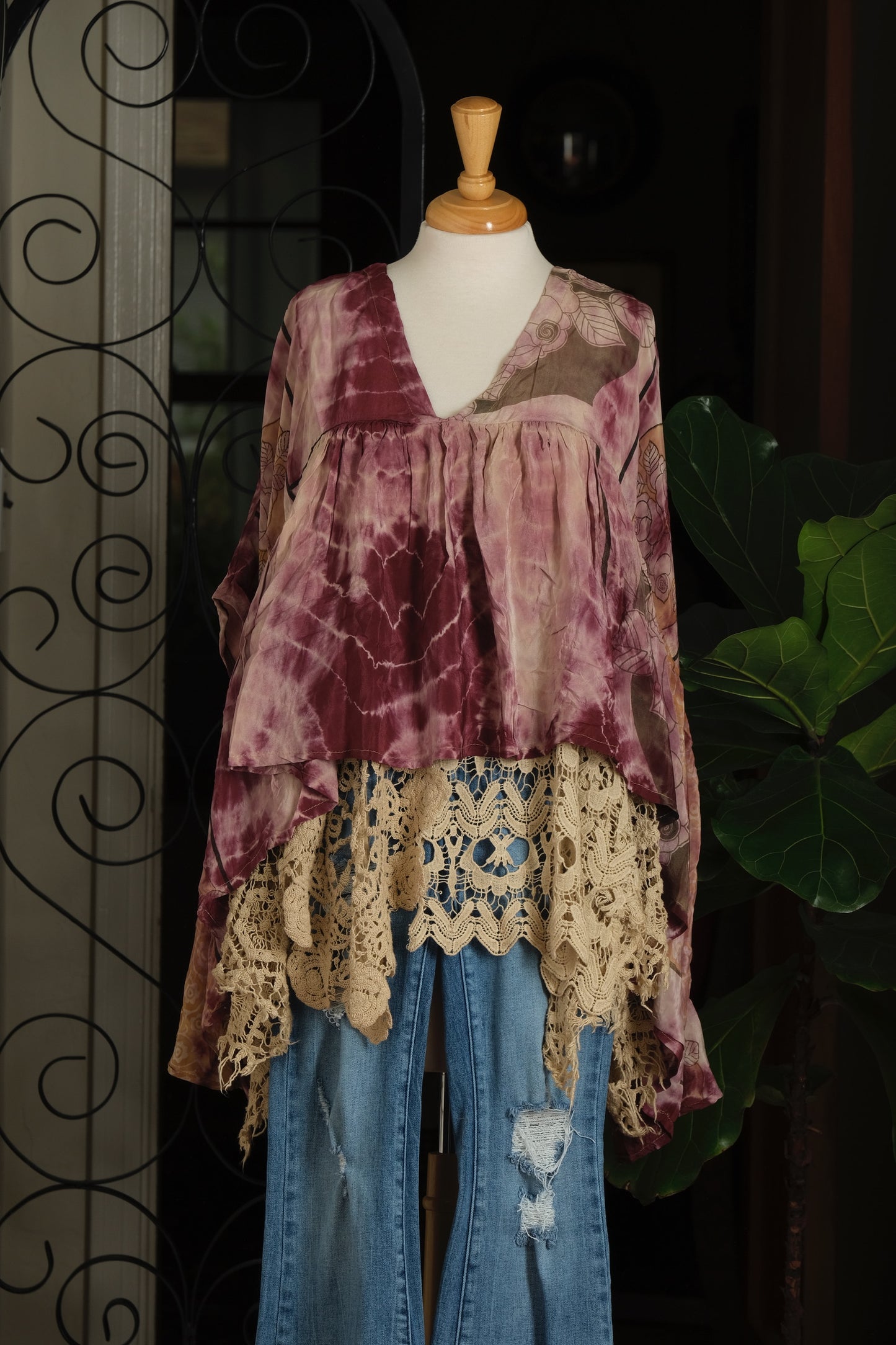Gold Dust Crop Top in Tie Dye Rose