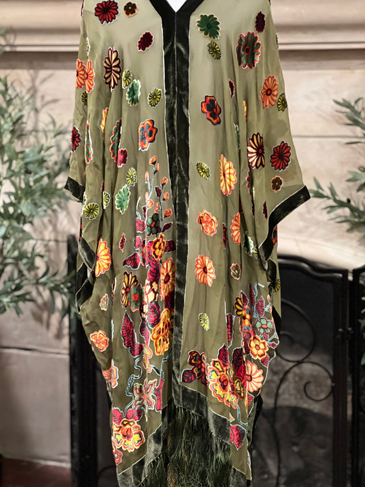 Burnout Velvet Duster in Wild Flower