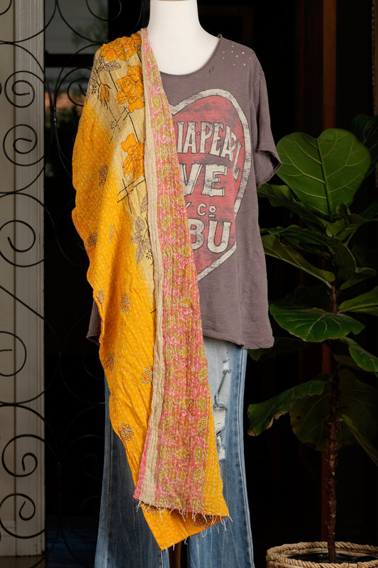 Kantha Scarf in Gold Rose